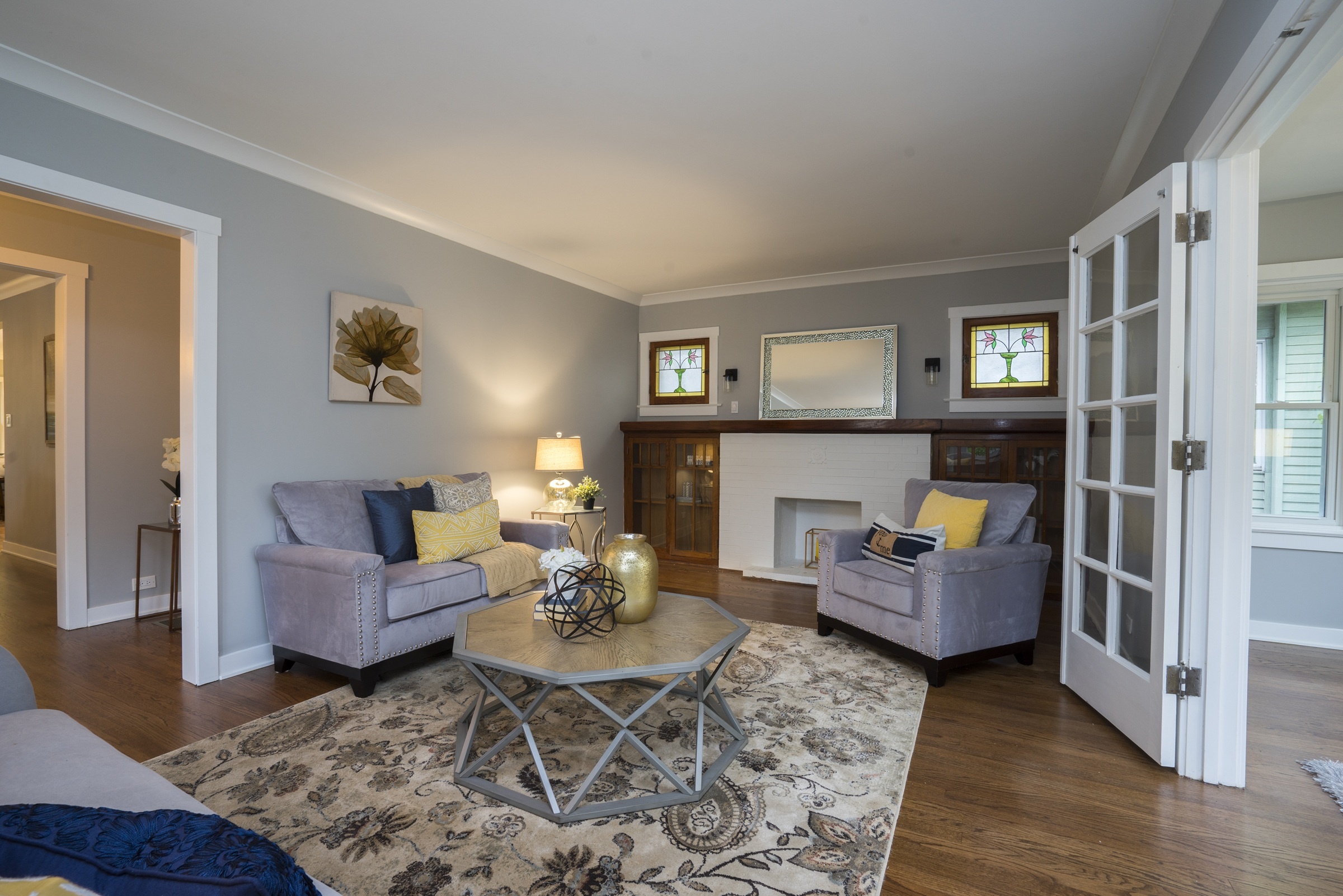 Staged living room marketing photograph